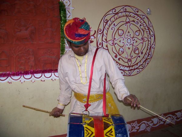 Traditional Rajasthani dhol being sounded while the Birthday Cake was being cut