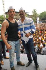 Pratap Sarnaik with John Abraham at Pratap Sarnaik_s dahi handi in Mumbai on 22nd Aug 2011 (2).JPG