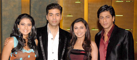 Rani Mukherjee, Shahrukh Khan and Kajol with Karan Johar